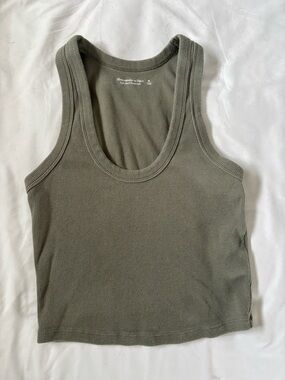Abercrombie & Fitch Olive Ribbed Scoop Tank
